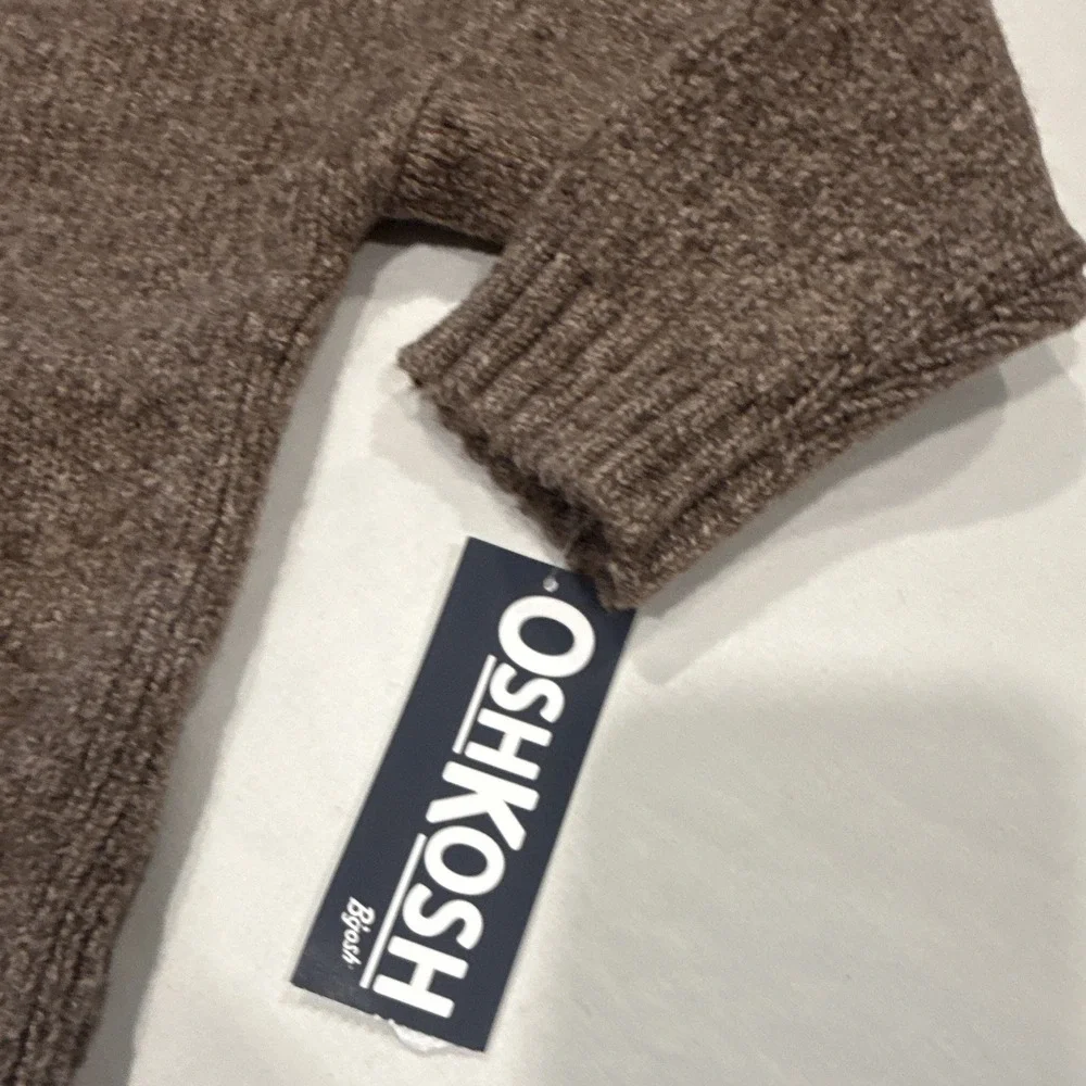 OshKosh B'gosh Hooded Brown Knit Pullover Sweater Pouch Pocket Solid 18M